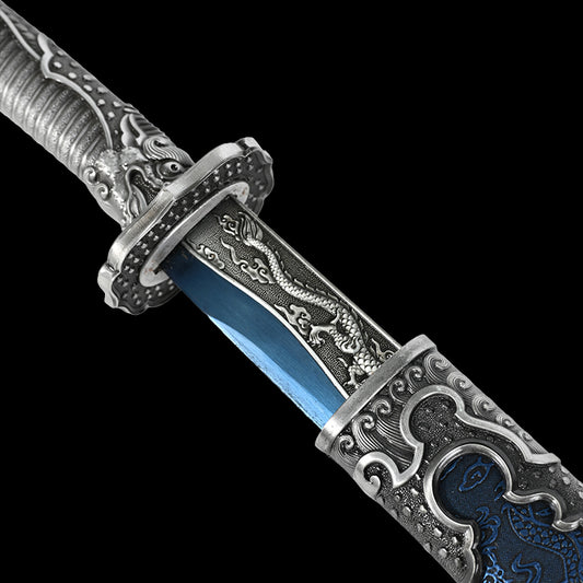 Blue Imperial Chinese Scimitar - Unsharpened Adult Decorative Collectible Prop